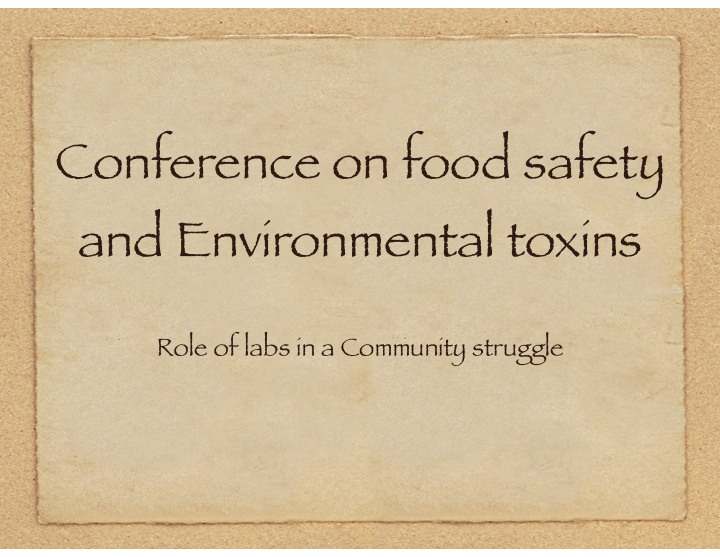 conference on food safety and environmental toxins