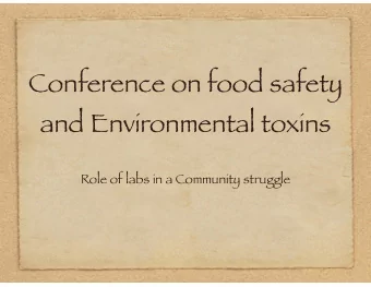 Conference on food safety  and Environmental toxins  Role of labs in a Community struggle