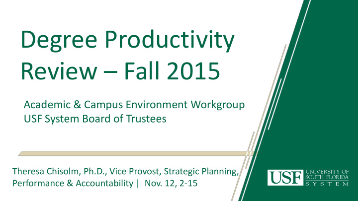 degree productivity review fall 2015