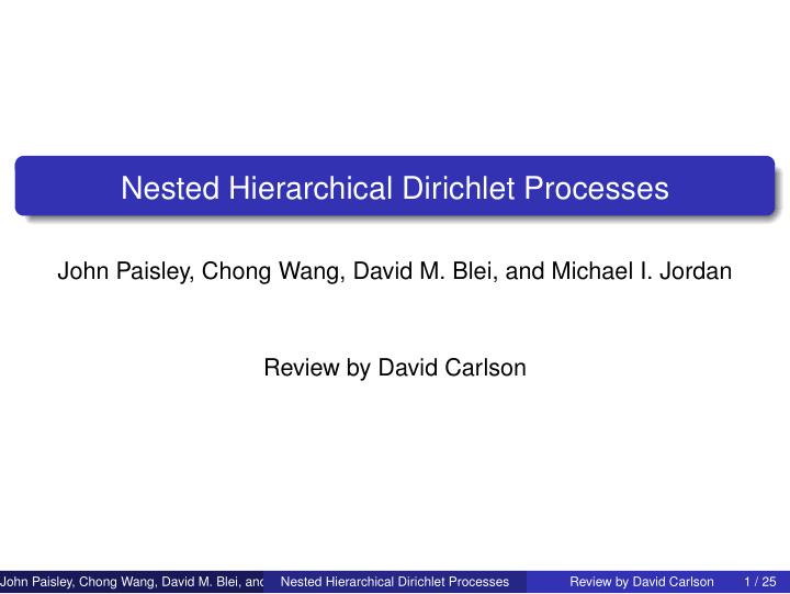nested hierarchical dirichlet processes
