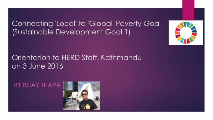 connecting local to global poverty goal