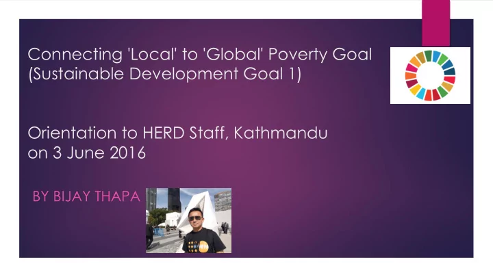 connecting local to global poverty goal