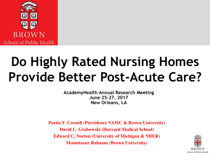 do highly rated nursing homes