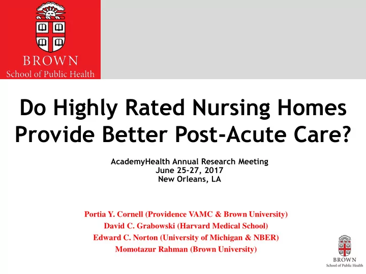 do highly rated nursing homes
