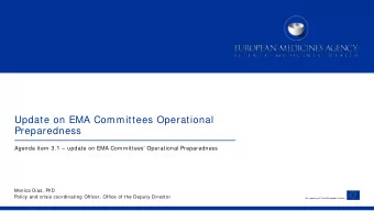 Update on EMA Committees Operational  Preparedness  Agenda item 3.1  update on EMA Committees