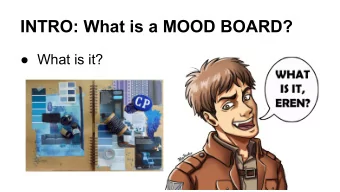 INTRO: What is a MOOD BOARD?   What is it?  INTRO: Why are they Used?  INTRO: Things to Consider