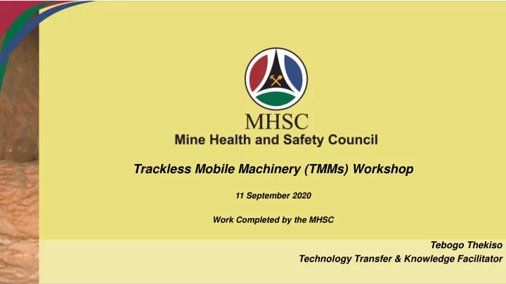 trackless mobile machinery tmms workshop