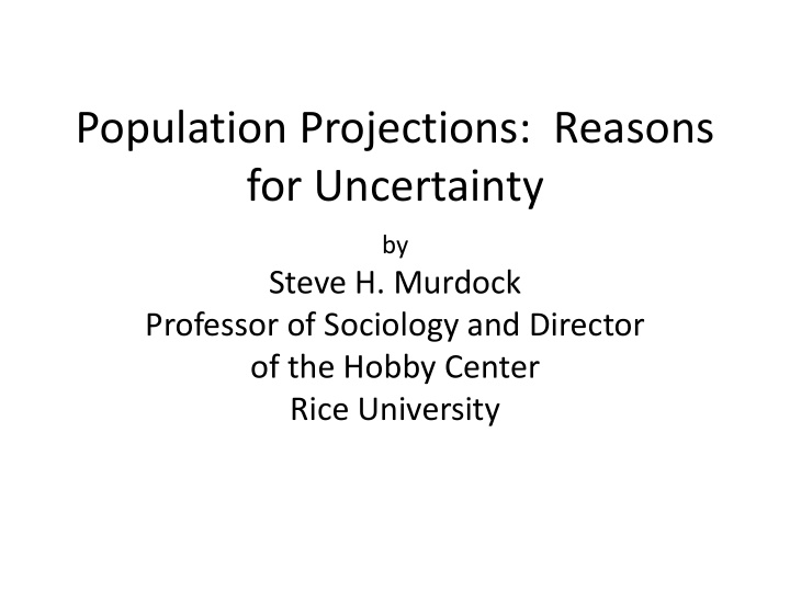 population projections reasons