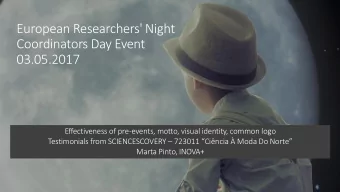 Coordinators Day Event  03.05.2017  Effectiveness of pre-events, motto, visual identity, common