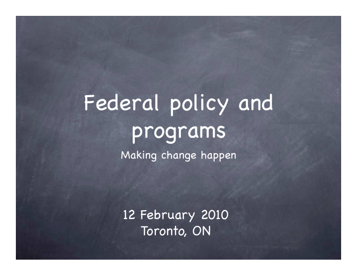 federal policy and programs