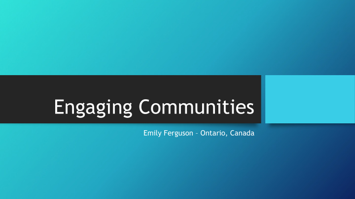 engaging communities