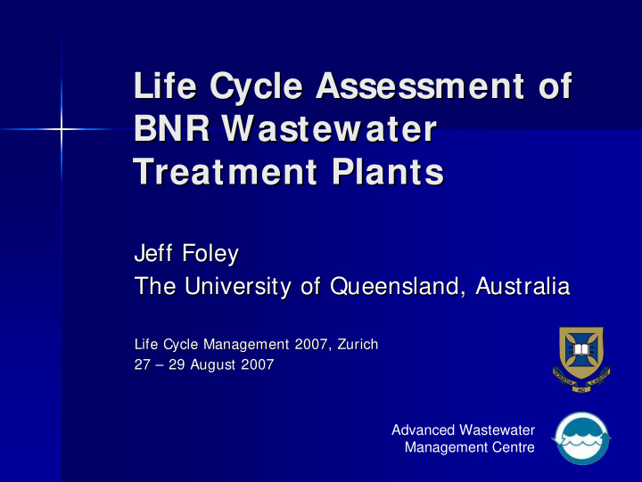 life cycle assessment of life cycle assessment of bnr