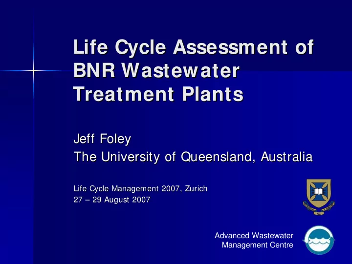 life cycle assessment of life cycle assessment of bnr