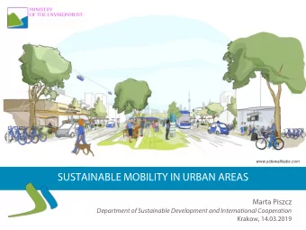 SUSTAINABLE MOBILITY IN URBAN AREAS  Marta Piszcz Department of Sustainable Development and