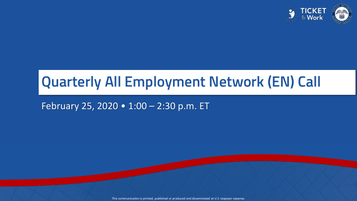 quarterly all employment network en call