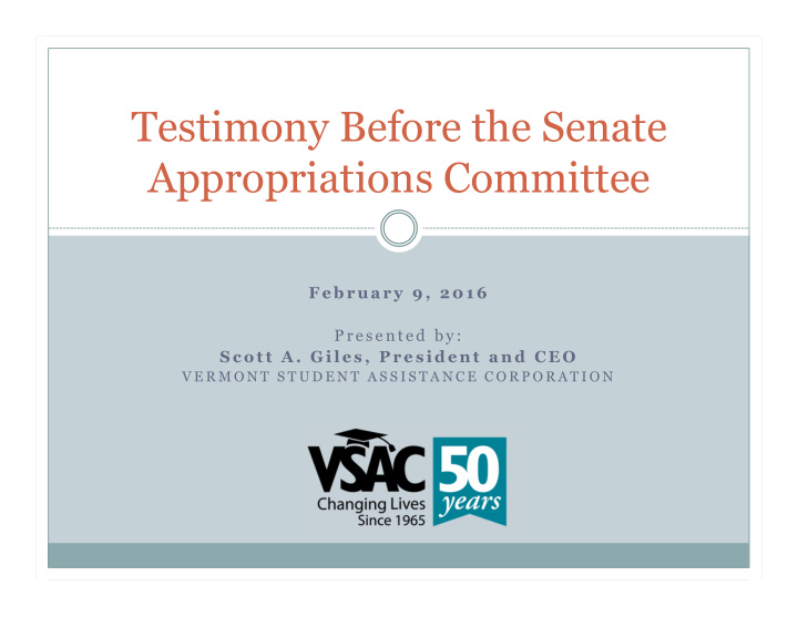 testimony before the senate appropriations committee
