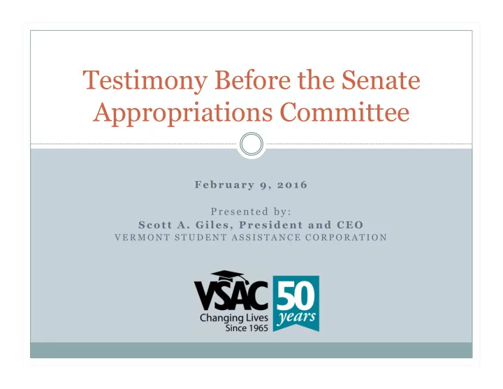 testimony before the senate appropriations committee