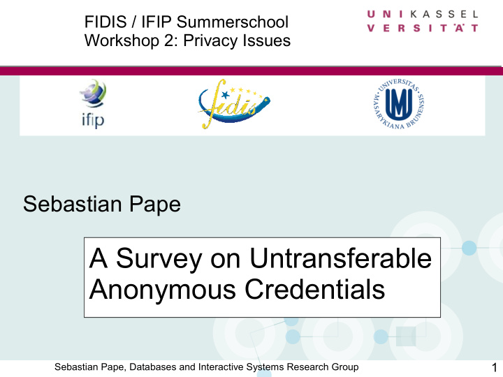 a survey on untransferable anonymous credentials