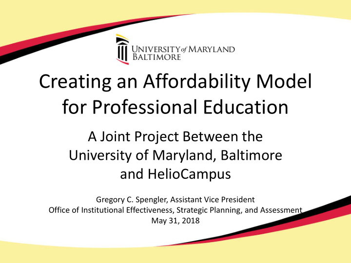 creating an affordability model for professional education