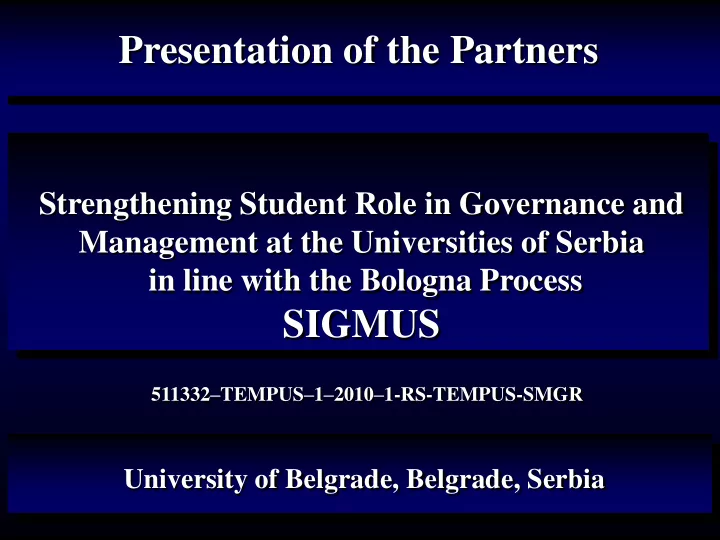presentation of the partners