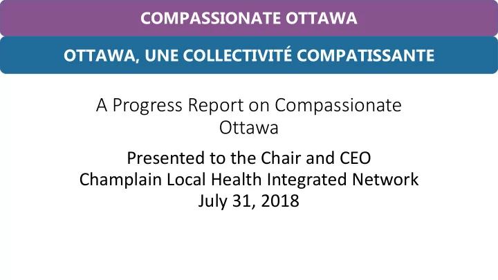 a progress report on compassionate ottawa