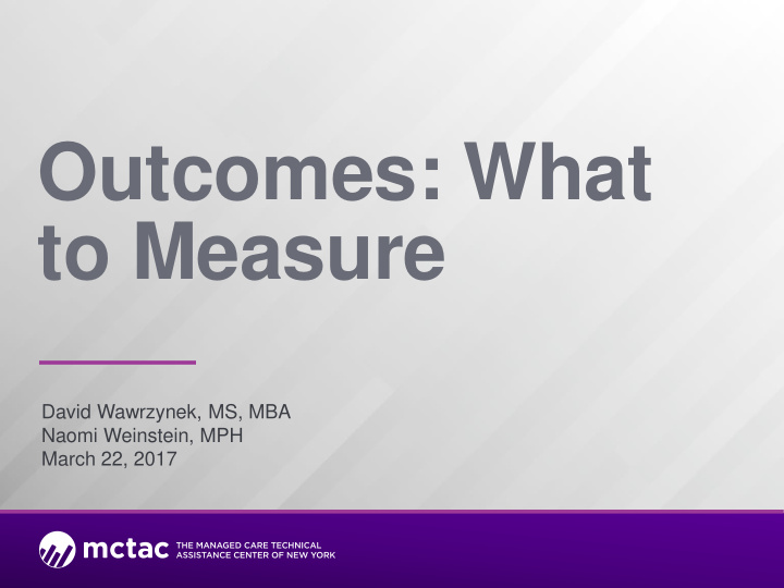 outcomes what to measure