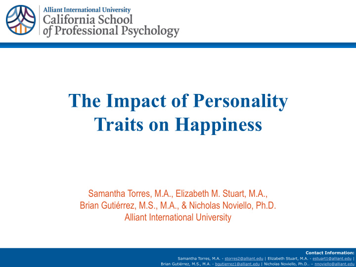 the impact of personality traits on happiness