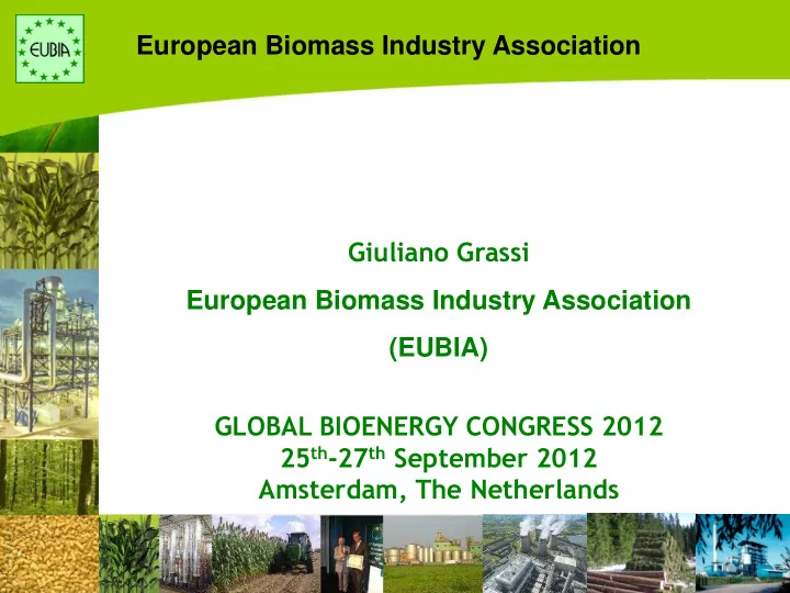 global bioenergy congress 2012 25 th 27 th september 2012