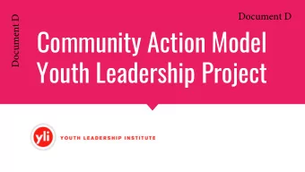 Community Action Model  Youth Leadership Project  AGENDA  Today we will share:  1. Who we are  2.
