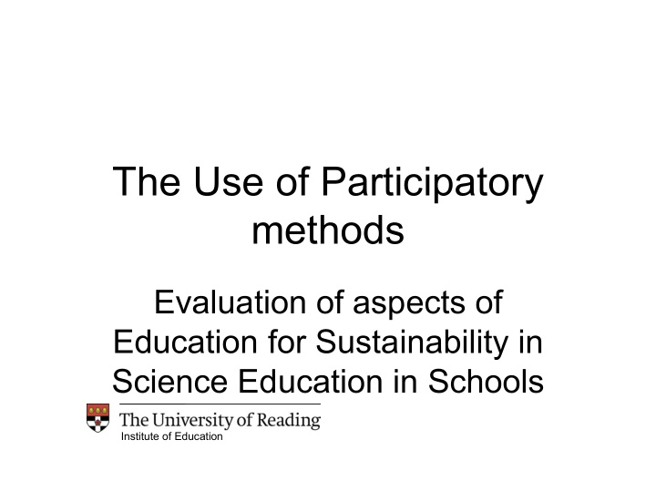 the use of participatory methods