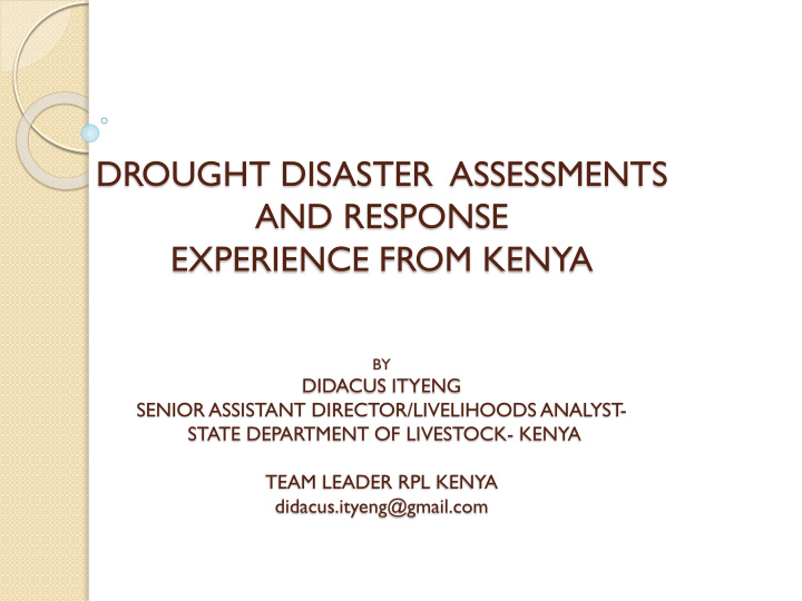 drought disaster assessments