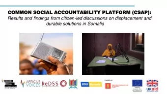 durable solutions in Somalia  Overview of content  Project aims  The common social accountability