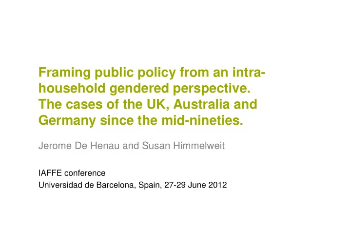 framing public policy from an intra household gendered