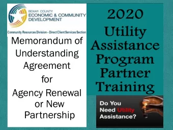 Memorandum of  Understanding  Agreement  for  Agency Renewal  or New  Partnership  Table of Content