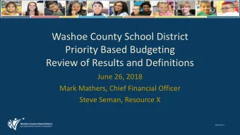 Washoe County School District  Priority Based Budgeting  Review of Results and Definitions  June