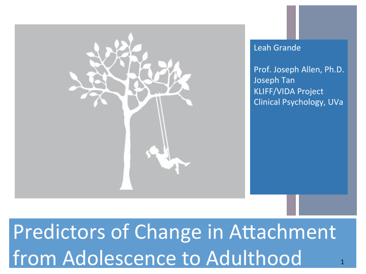 predictors of change in a2achment from adolescence to