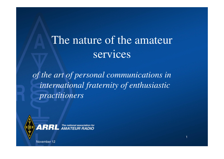 the nature of the amateur services