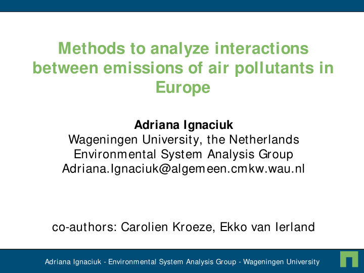 methods to analyze interactions between emissions of air