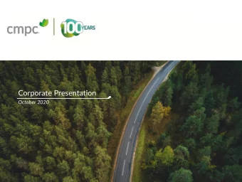 Corporate Presentation  October 2020  Forward-Looking Statements  This presentation may contain