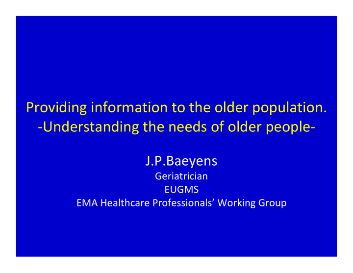 providing information to the older population