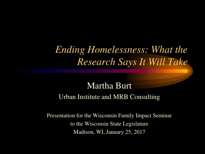 ending homelessness what the