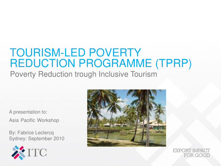 tourism led poverty reduction programme tprp