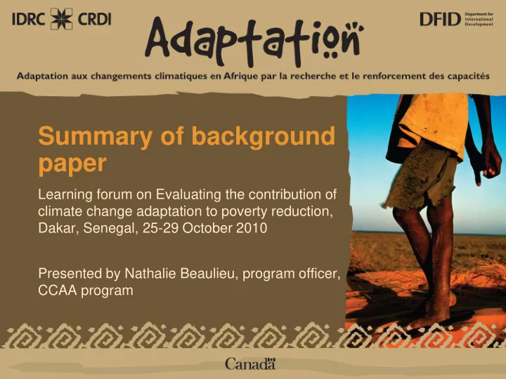 summary of background paper