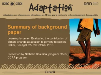 Summary of background  paper  Learning forum on Evaluating the contribution of  climate change