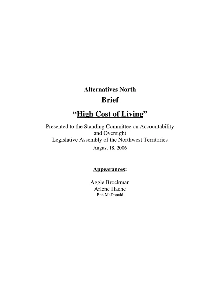 brief high cost of living