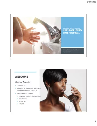 WELCOME  Meeting Agenda  Introductions  Reminder on conducting Task Force  meetings in times