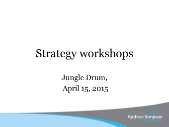 Strategy workshops  Jungle Drum,  April 15, 2015  Agenda  Contracting  Preparation  The