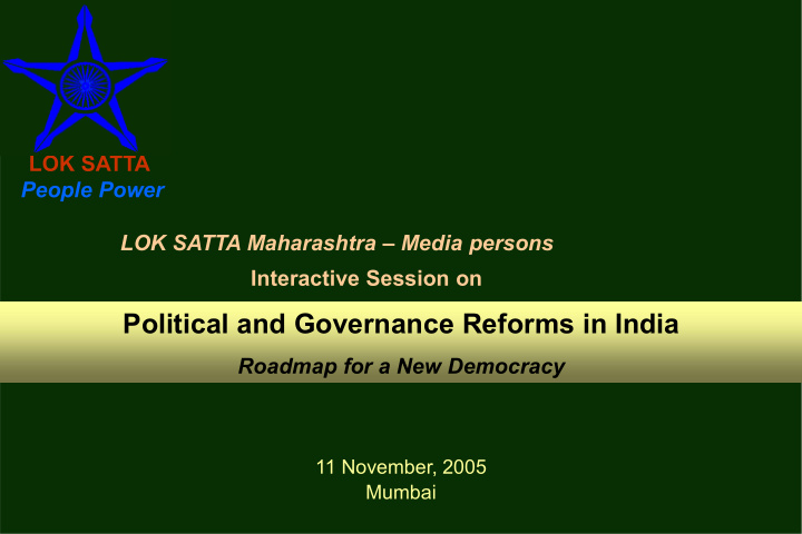 political and governance reforms in india