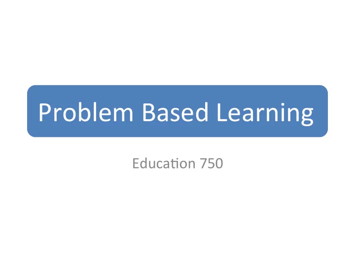 problem based learning