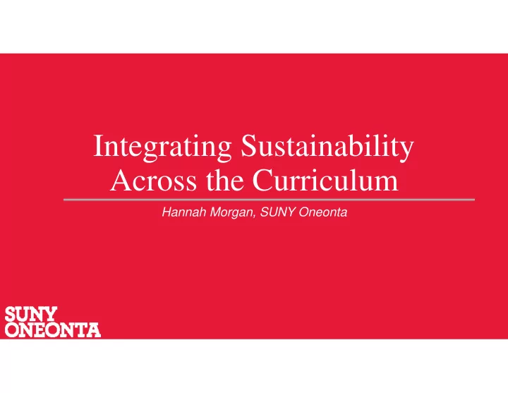 integrating sustainability across the curriculum